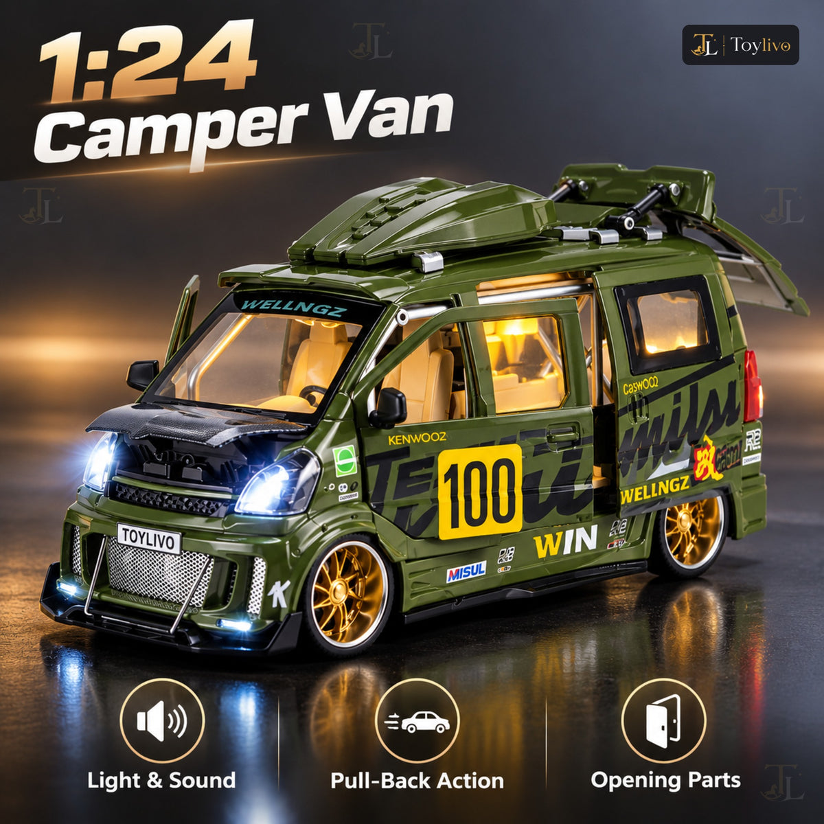 1:24 Die-Cast Camper Van Model – features
