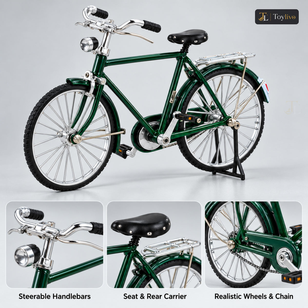 1:10 Die-Cast Classic Bicycle Model – features