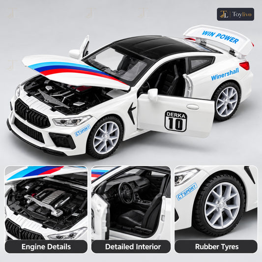 1:32 die-cast GT coupé model – features