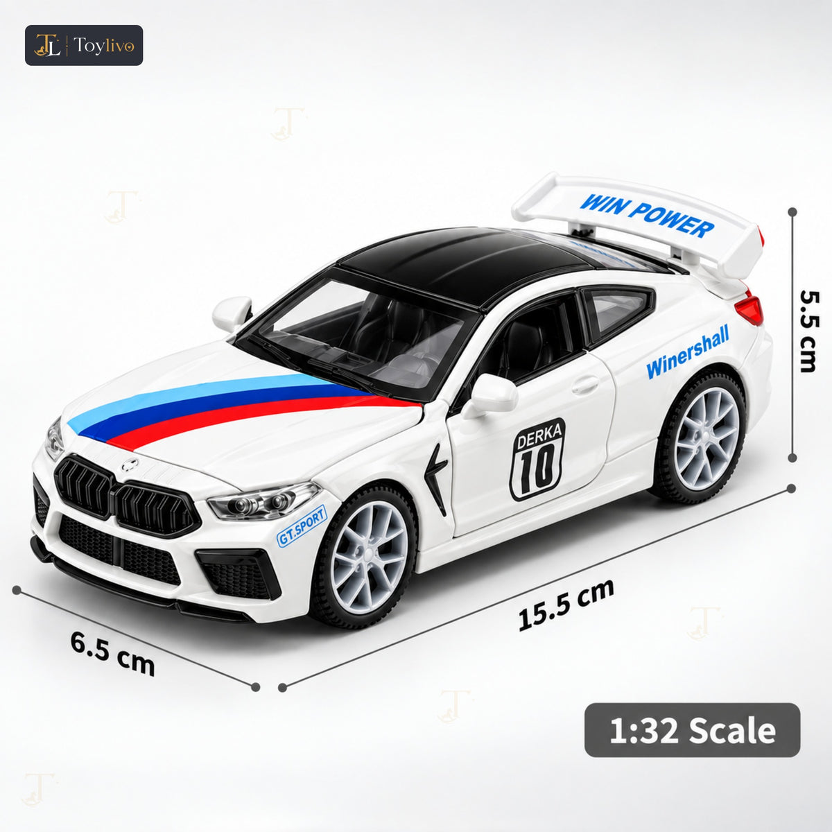 1:32 die-cast GT coupé model – features