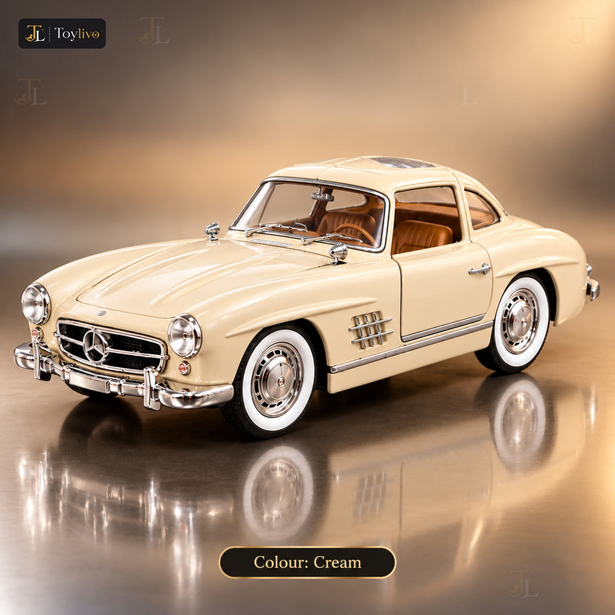 1:24 die-cast classic car model – cream