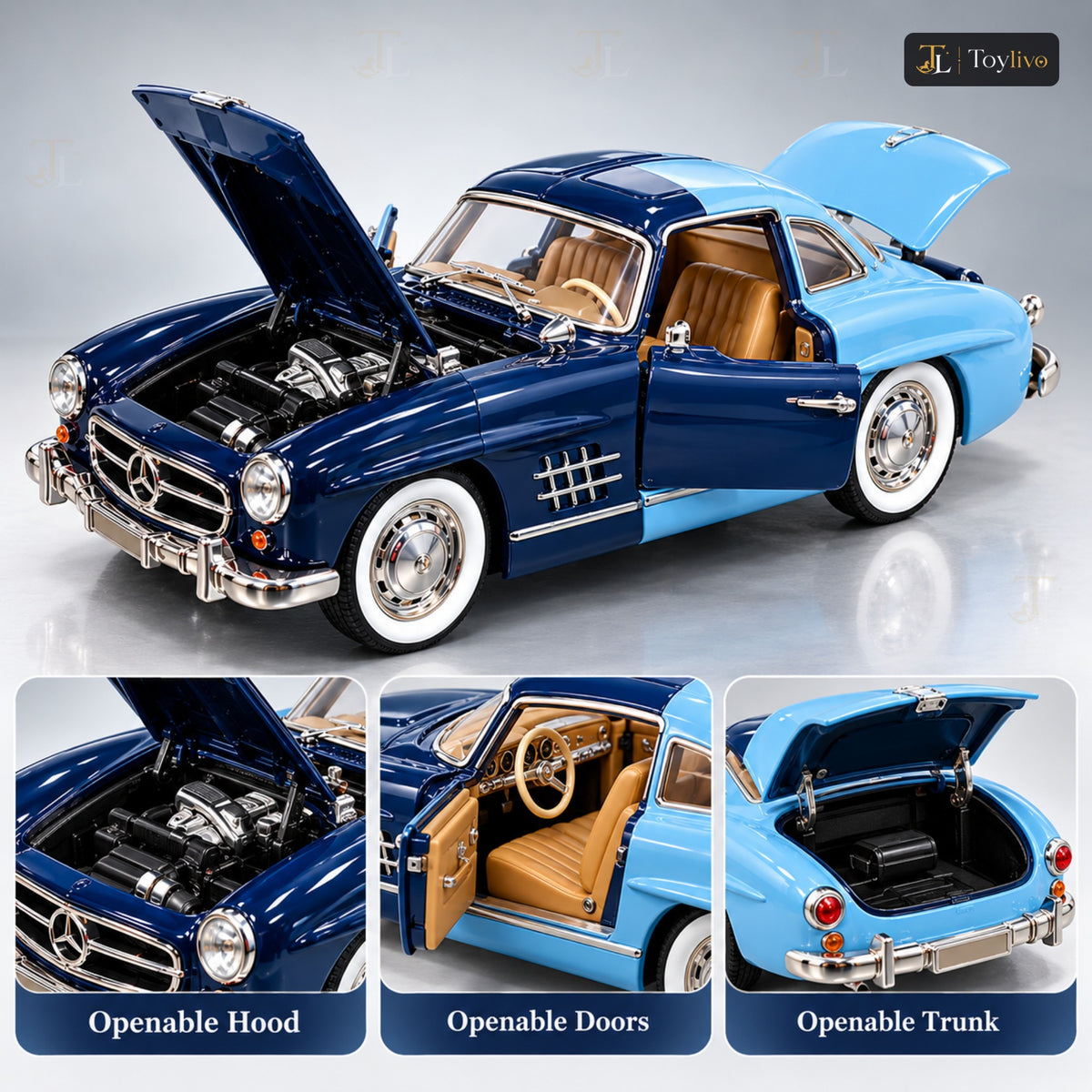 1:24 die-cast classic car model – features