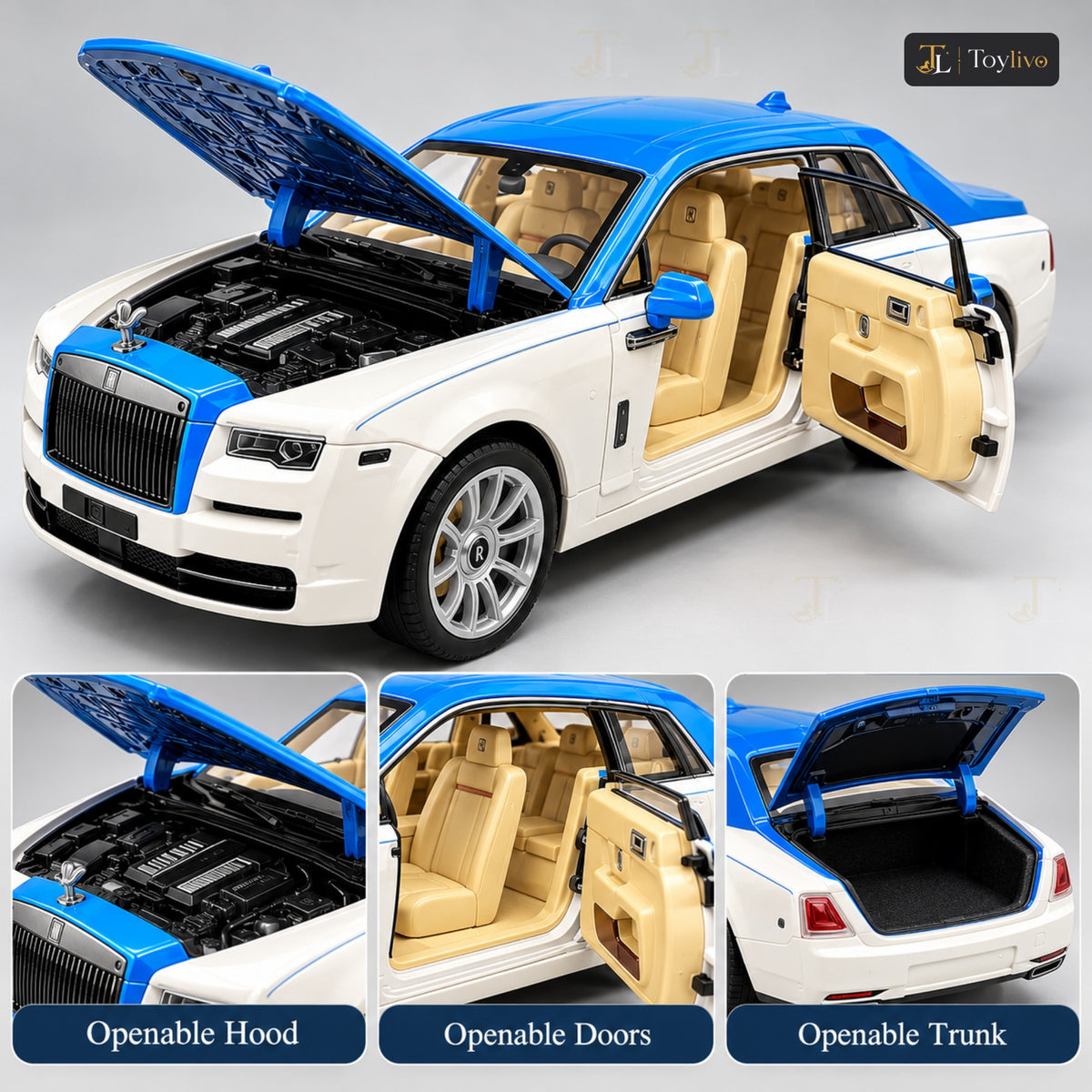 1:24 die-cast Rolls Royce style luxury car model – features