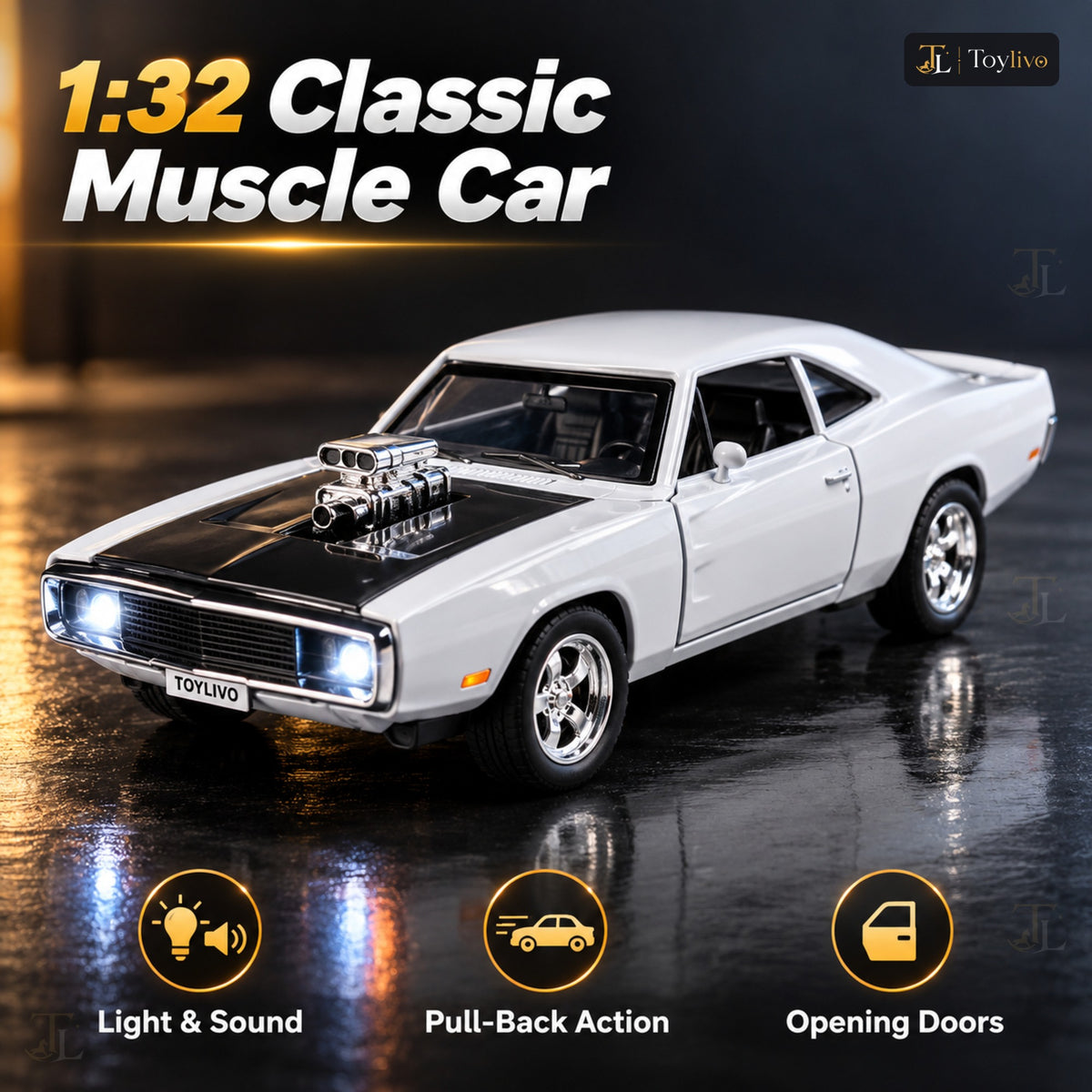1:32 Die-Cast Classic Muscle Car – features
