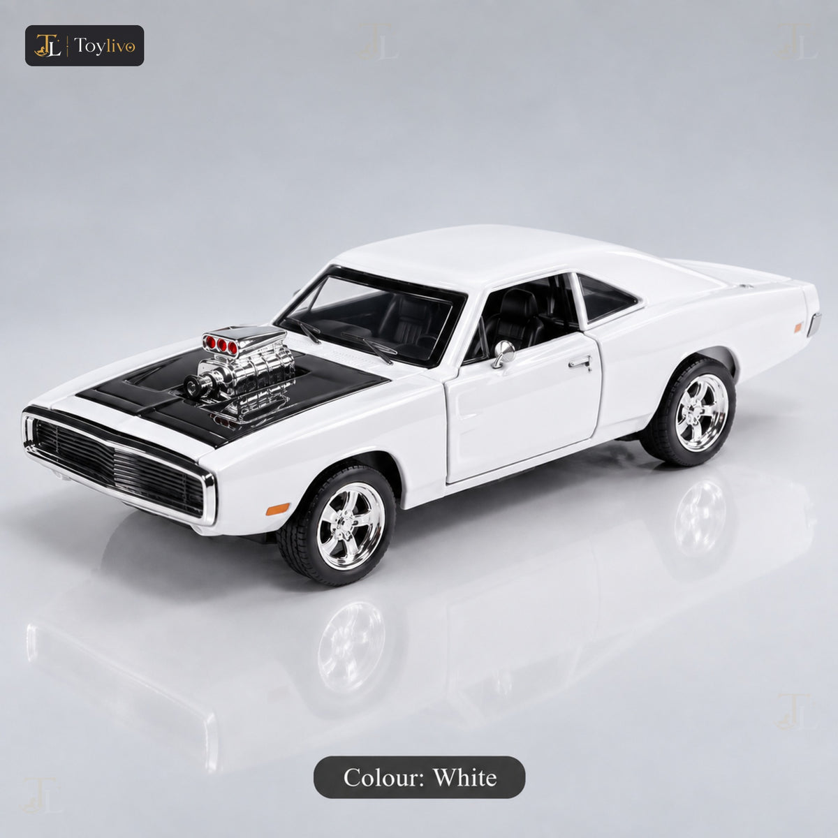 1:32 Die-Cast Classic Muscle Car – white