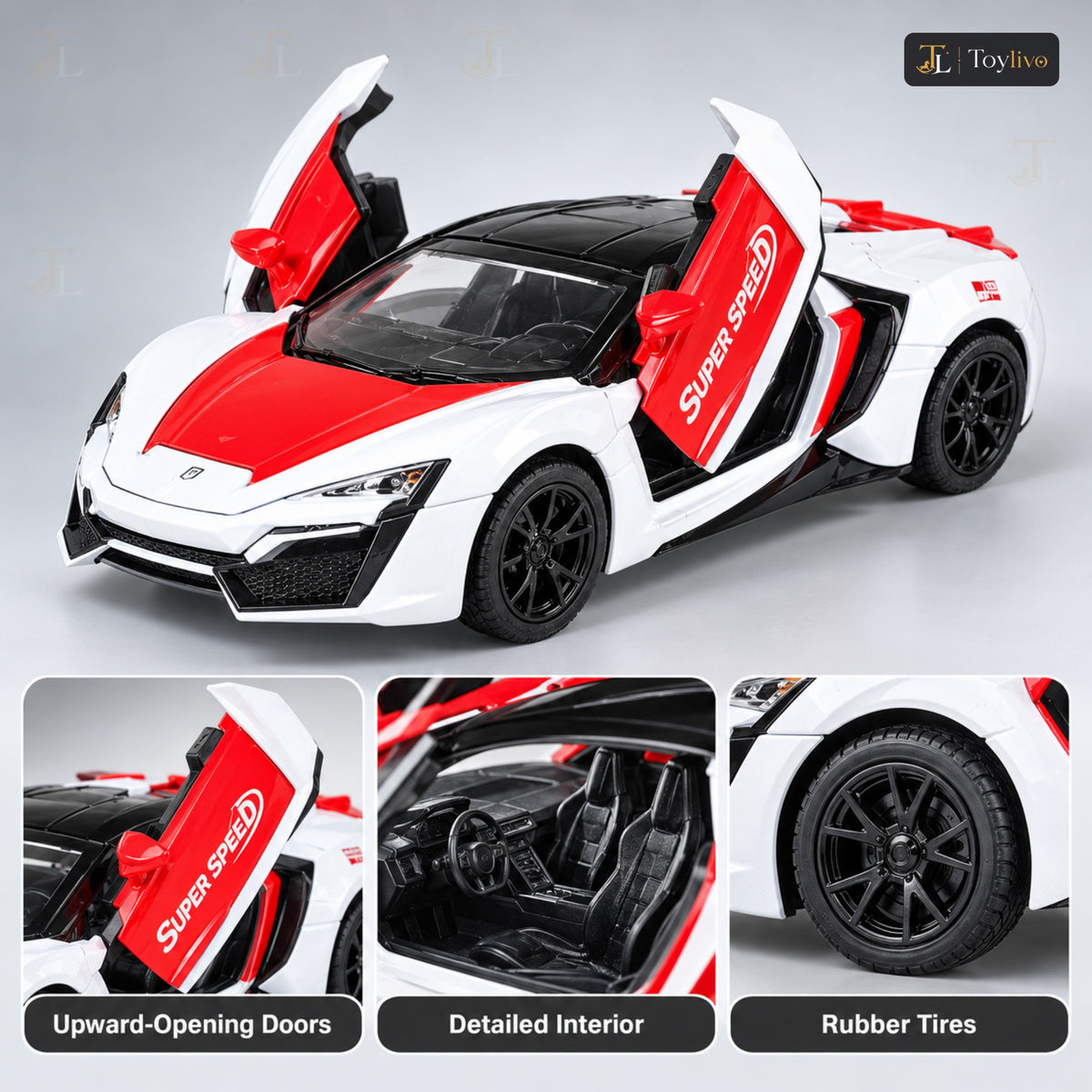 1:32 die-cast Lykan style sports car – features