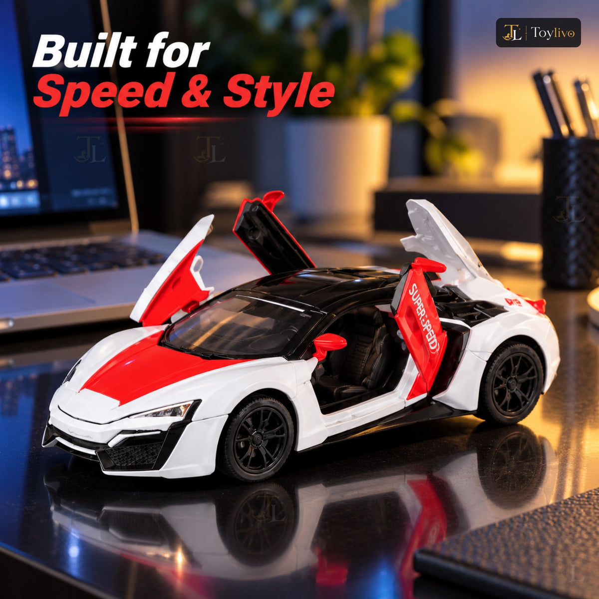 1:32 die-cast Lykan style sports car – features