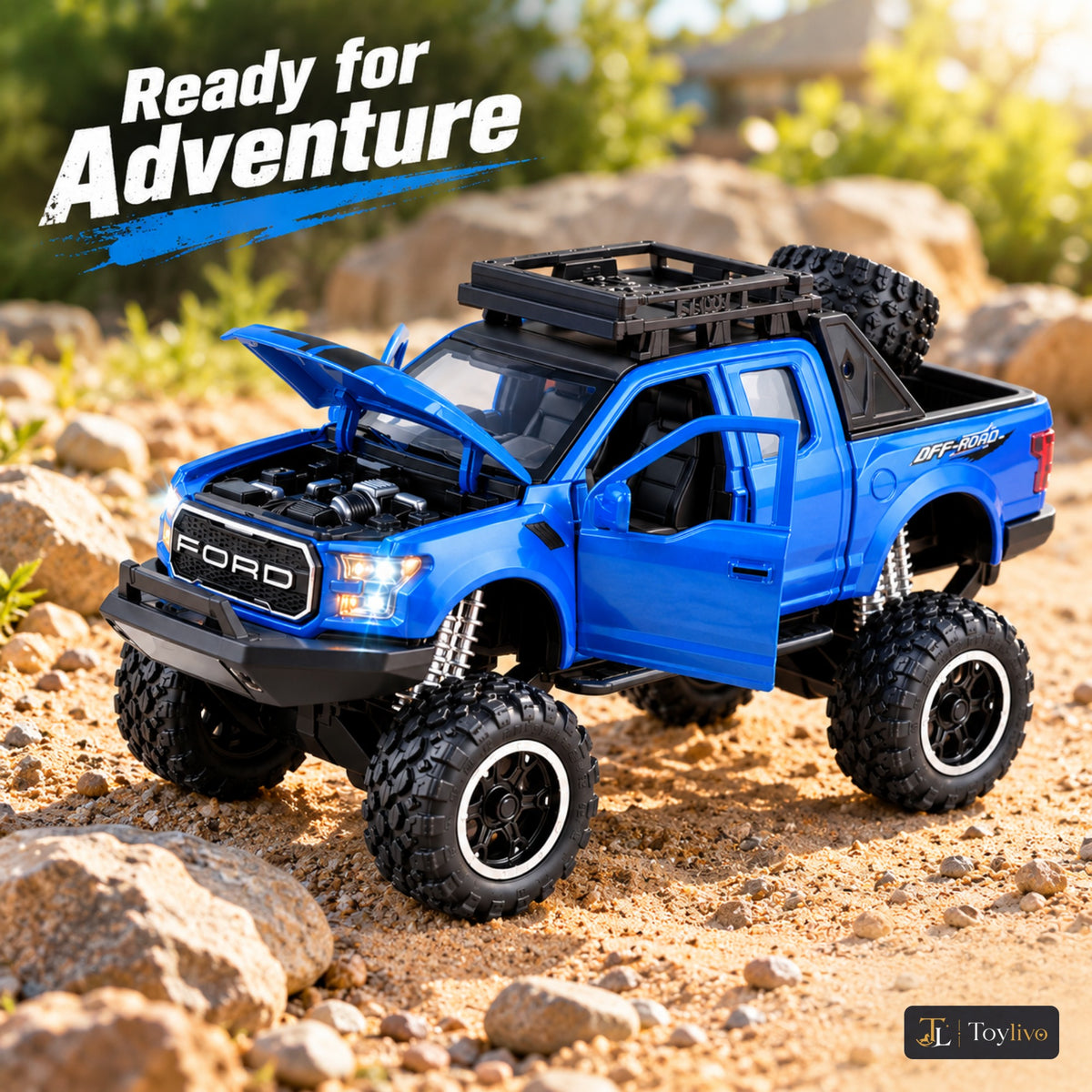 lifted off-road pickup toy truck – blue – Lifestyle