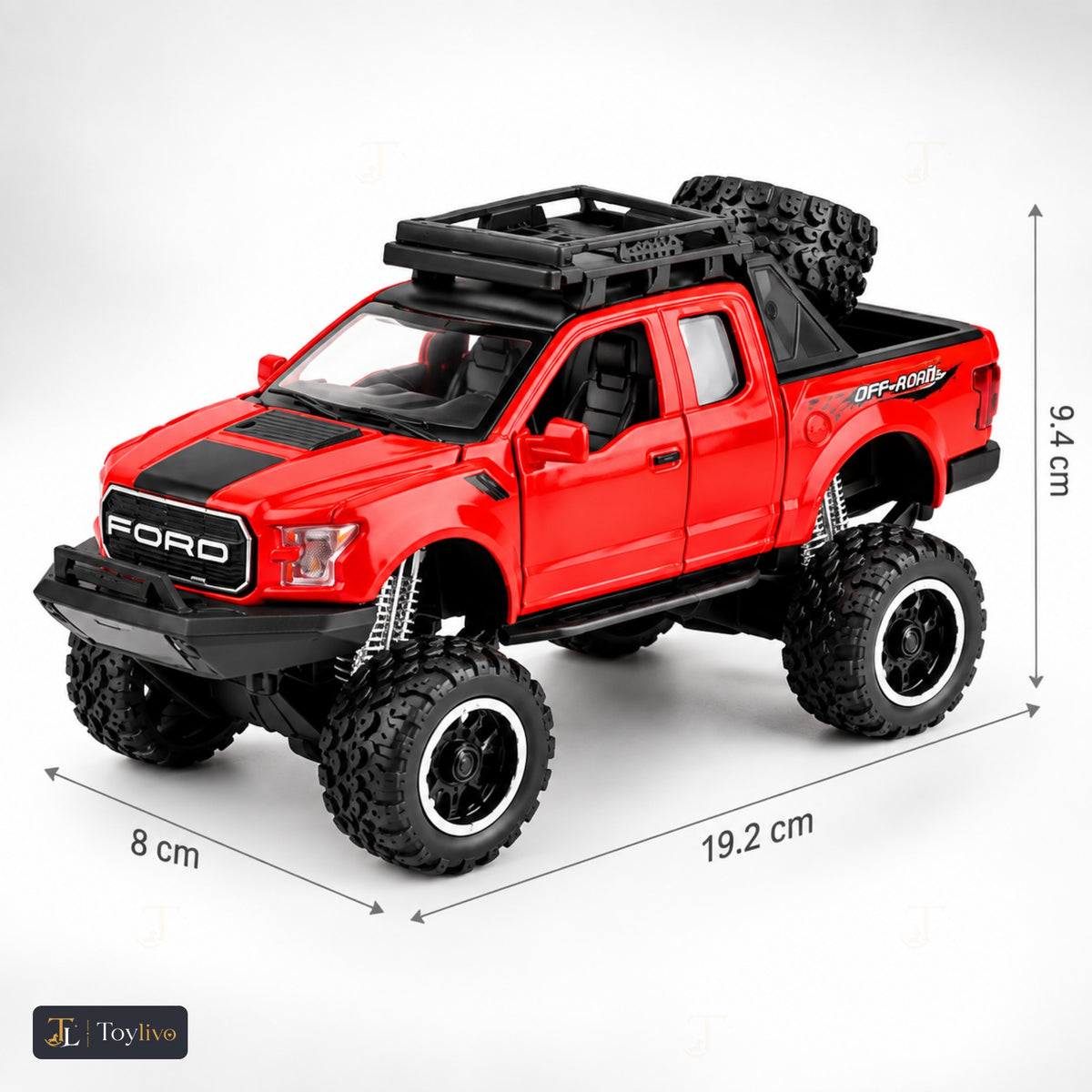 lifted off-road pickup toy truck – red – Size / what is included