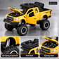lifted off-road pickup toy truck – yellow – Details and close-ups