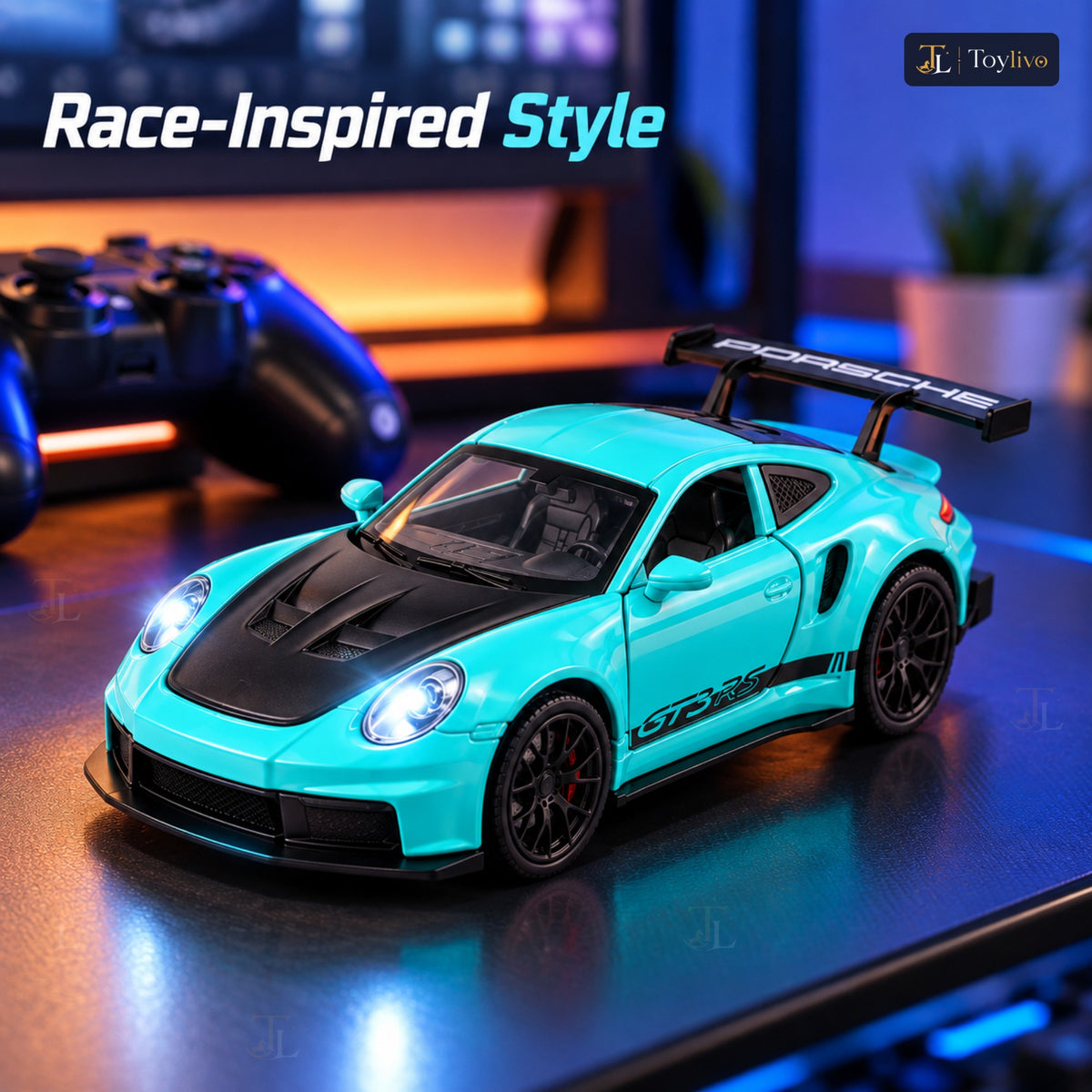 1:32 die-cast track sports car model – features