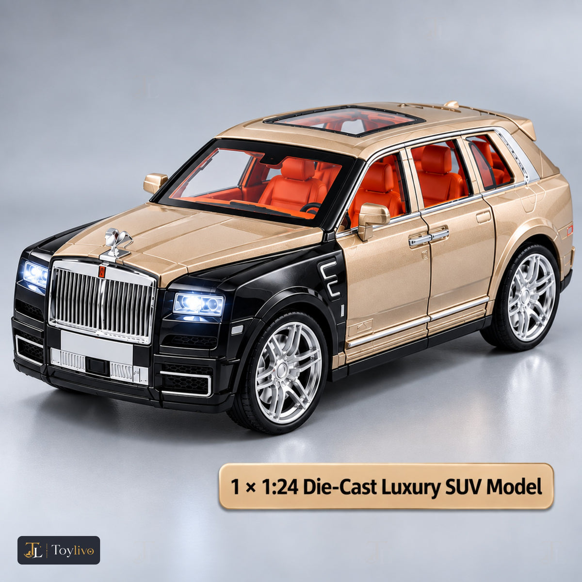 1:24 die-cast luxury SUV model – champagne black – Size / what is included