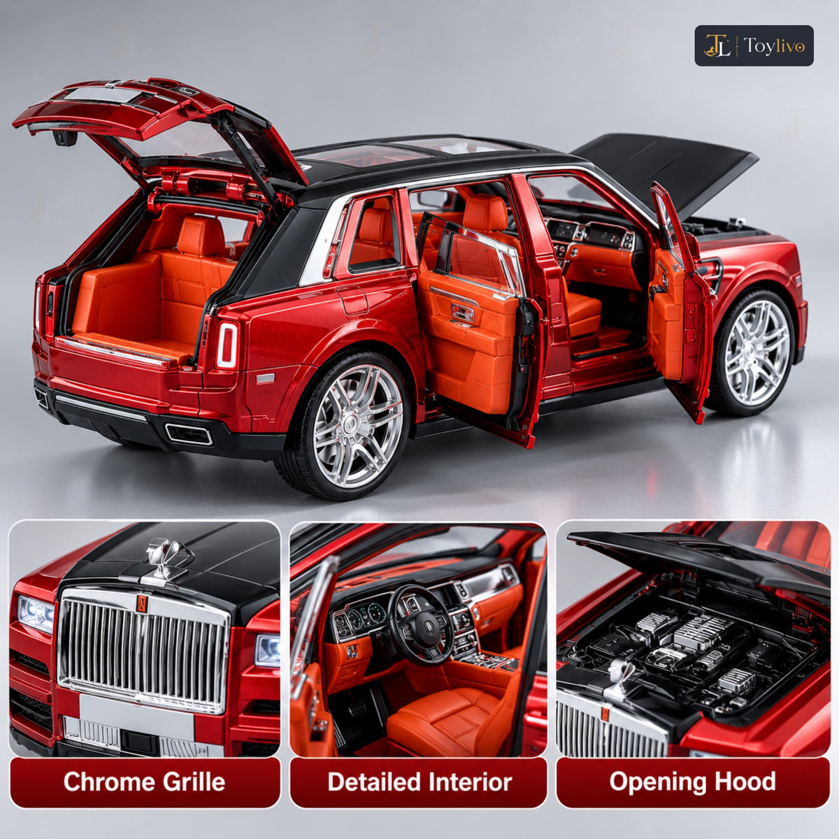 1:24 die-cast luxury SUV model – red – Details and close-ups