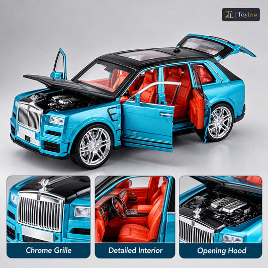 1:24 die-cast luxury SUV model – turquoise – Details and close-ups