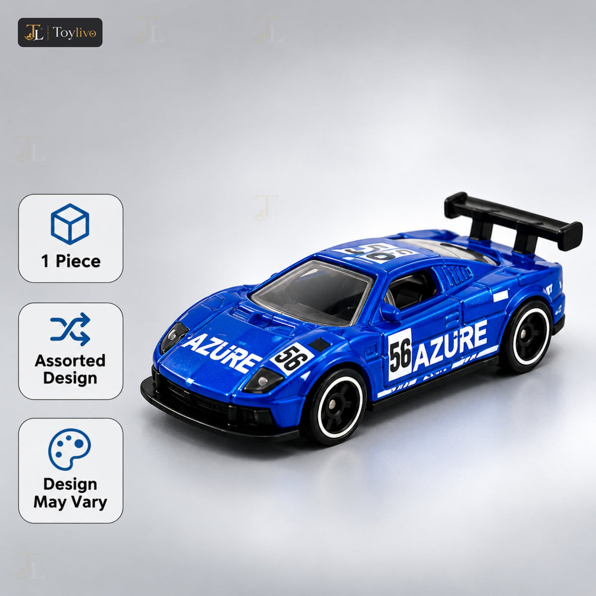 1:64 die-cast mini racing car (1 piece, assorted design) – features