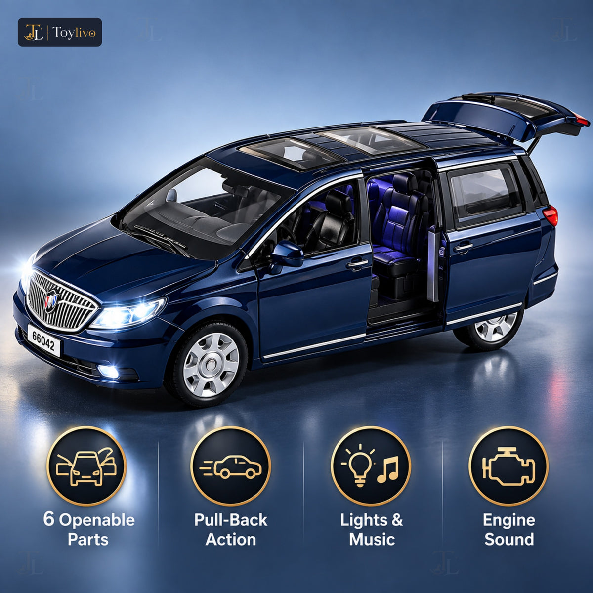 die-cast MPV model – dark blue – Key features