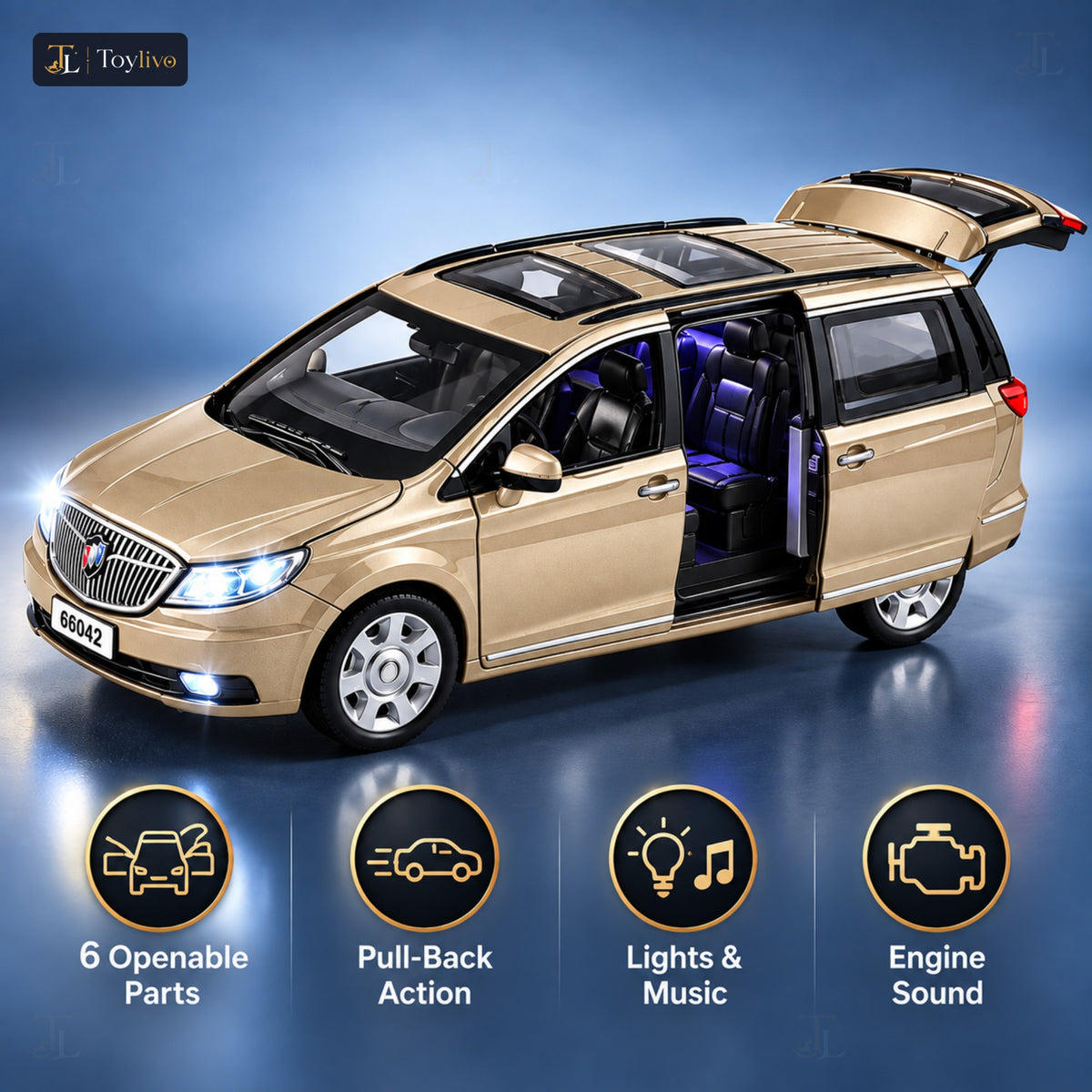 die-cast MPV model – gold – Key features