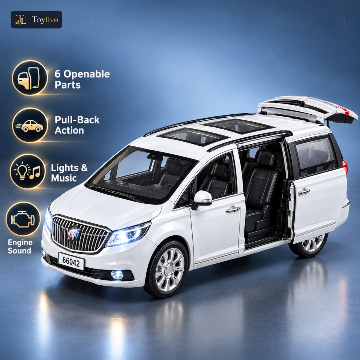die-cast MPV model – white – Key features