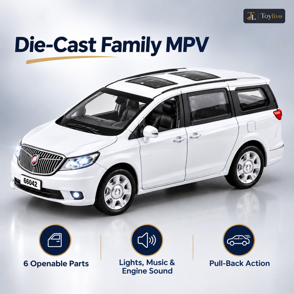 die-cast MPV model – white – Benefits