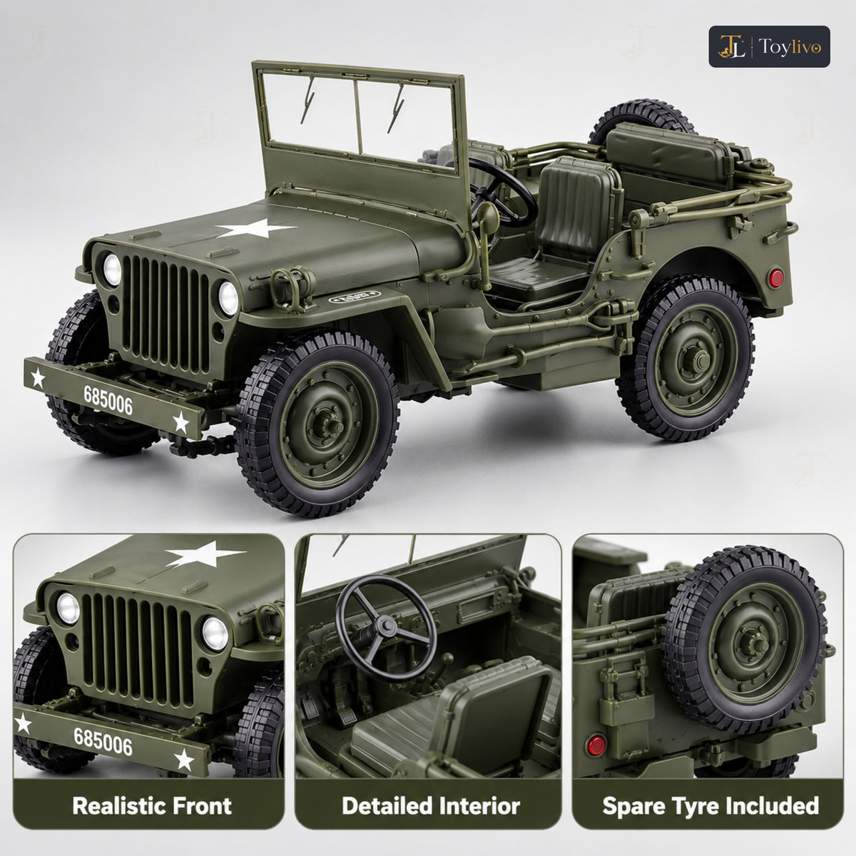 1:18 military tactical vehicle model – green – Details and close-ups