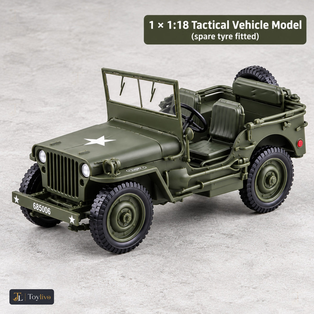 1:18 military tactical vehicle model – green – Size / what is included