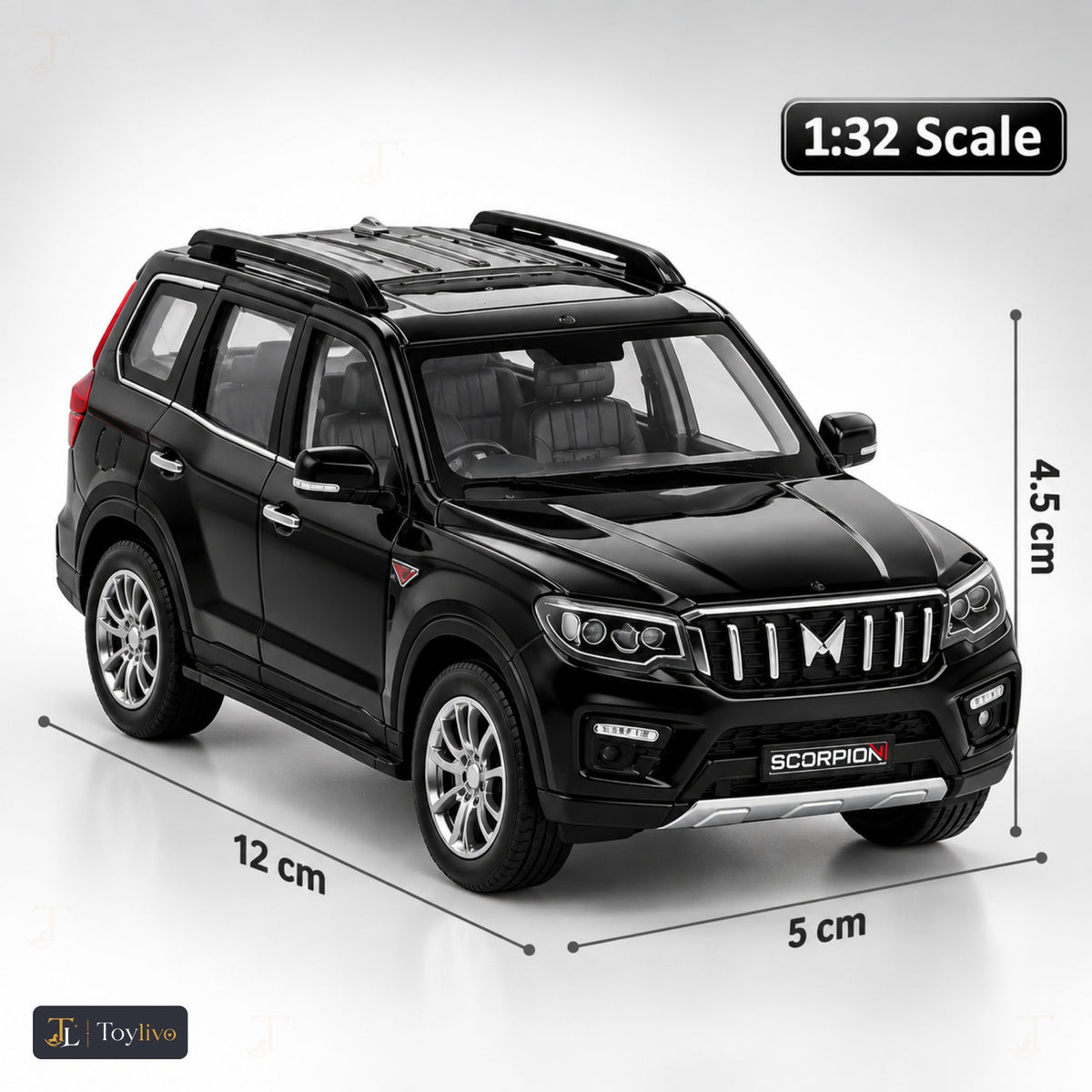 1:32 die-cast SUV model – black – Size / what is included