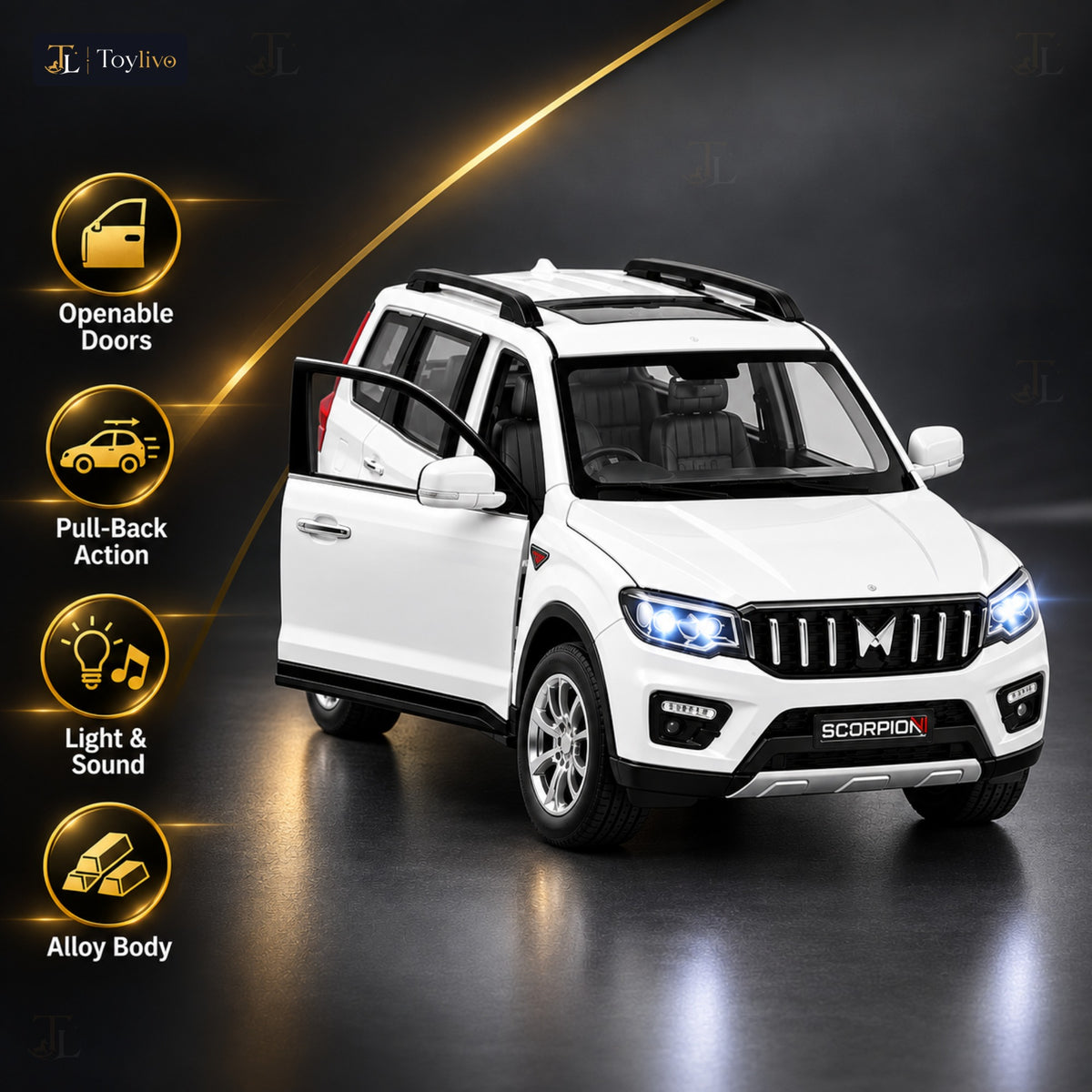 1:32 die-cast SUV model – white – Key features