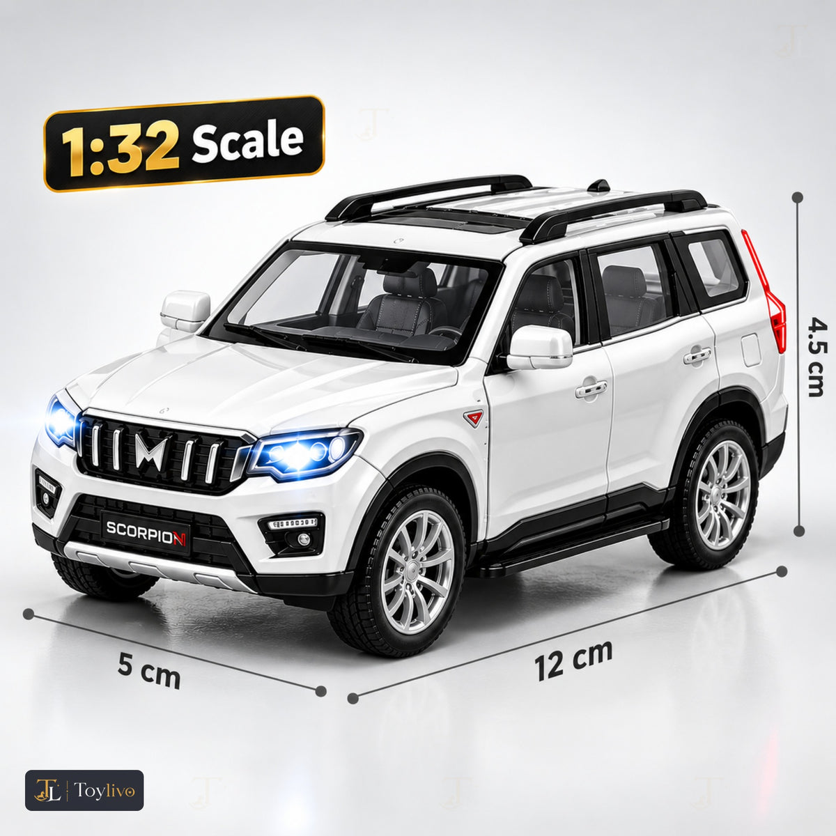 1:32 die-cast SUV model – white – Size / what is included