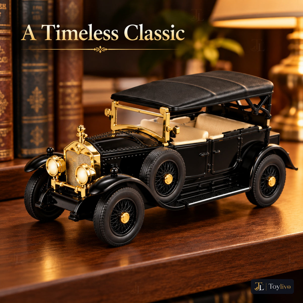 1:32 die-cast vintage open-tourer model – black – Lifestyle