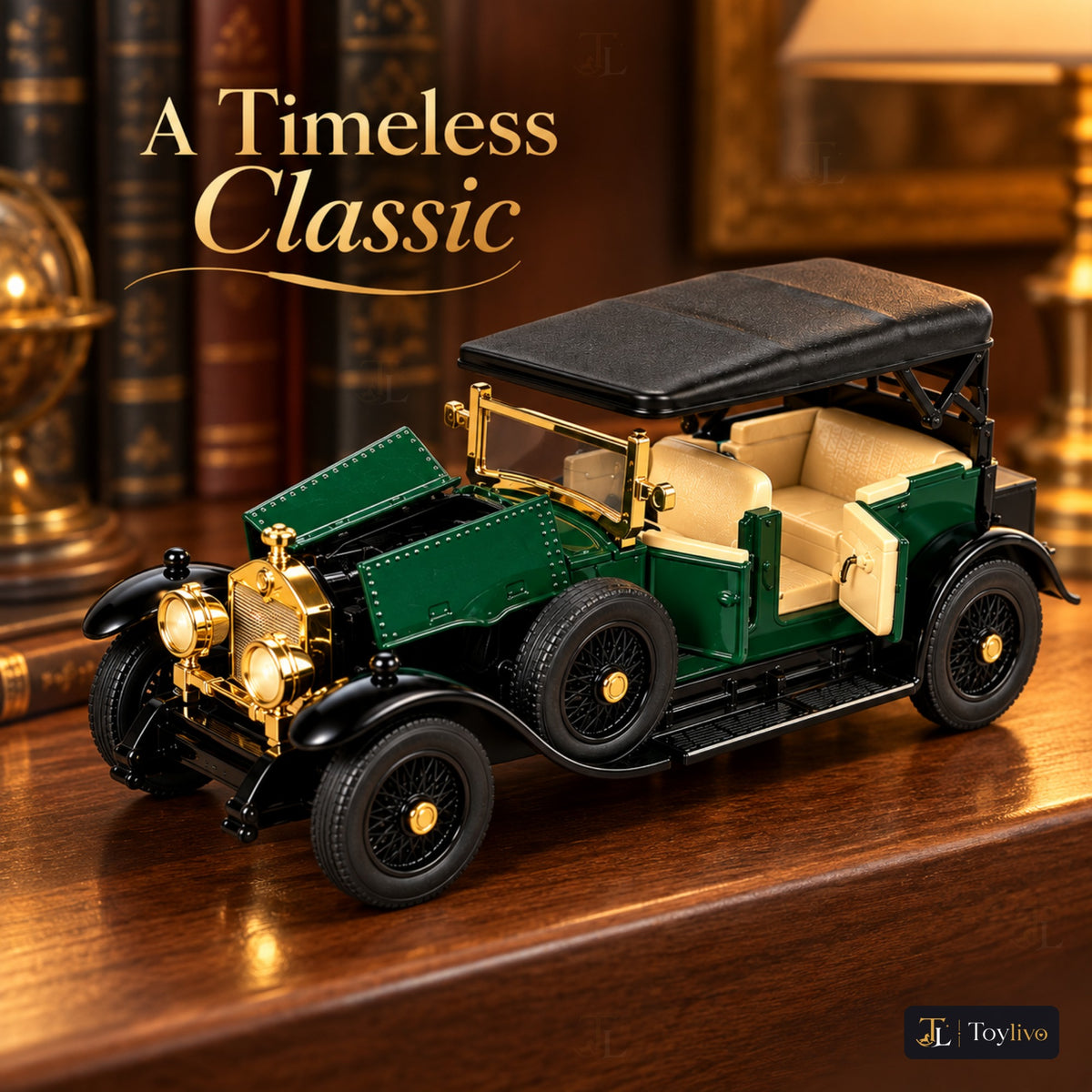 1:32 die-cast vintage open-tourer model – green – Lifestyle