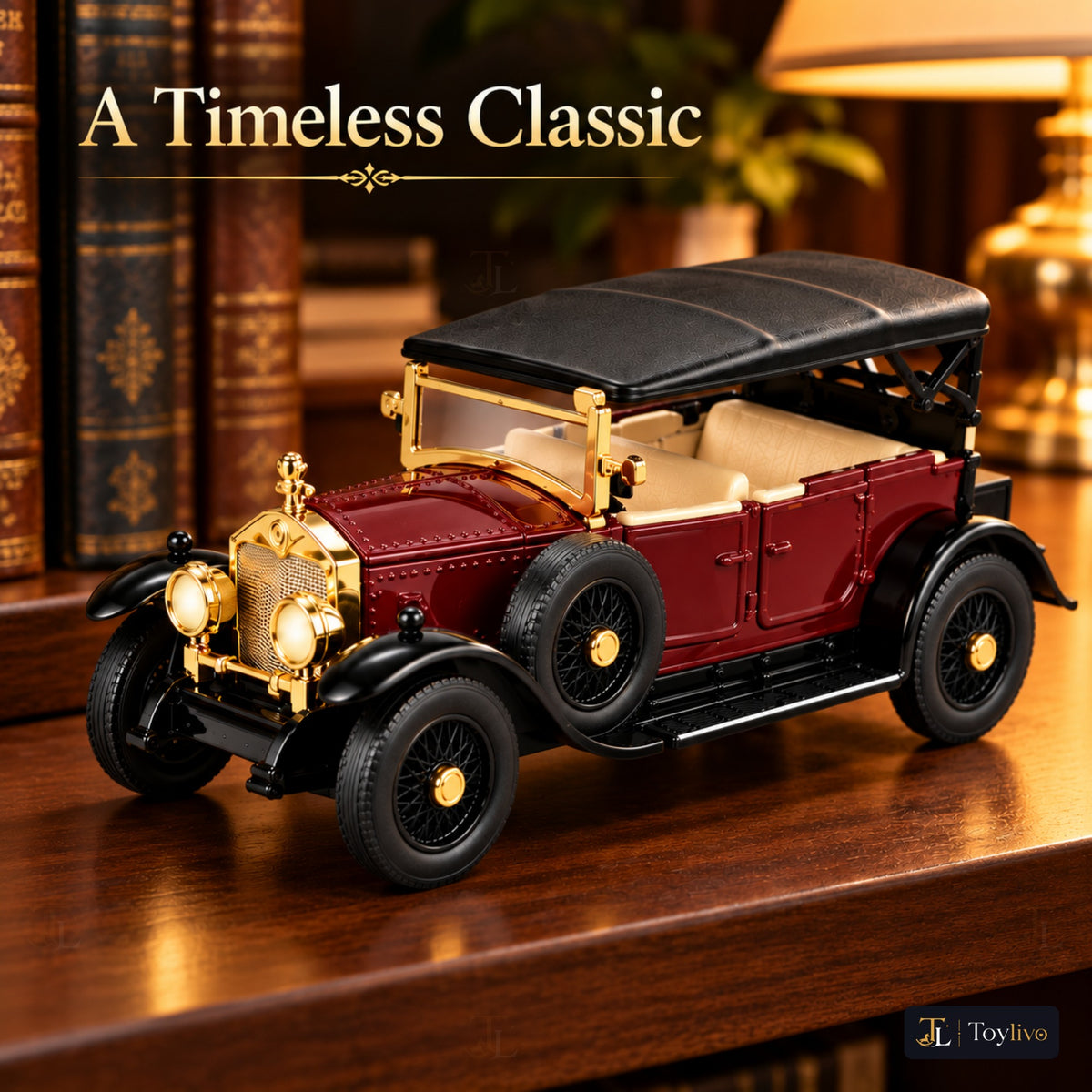 1:32 die-cast vintage open-tourer model – wine red – Lifestyle