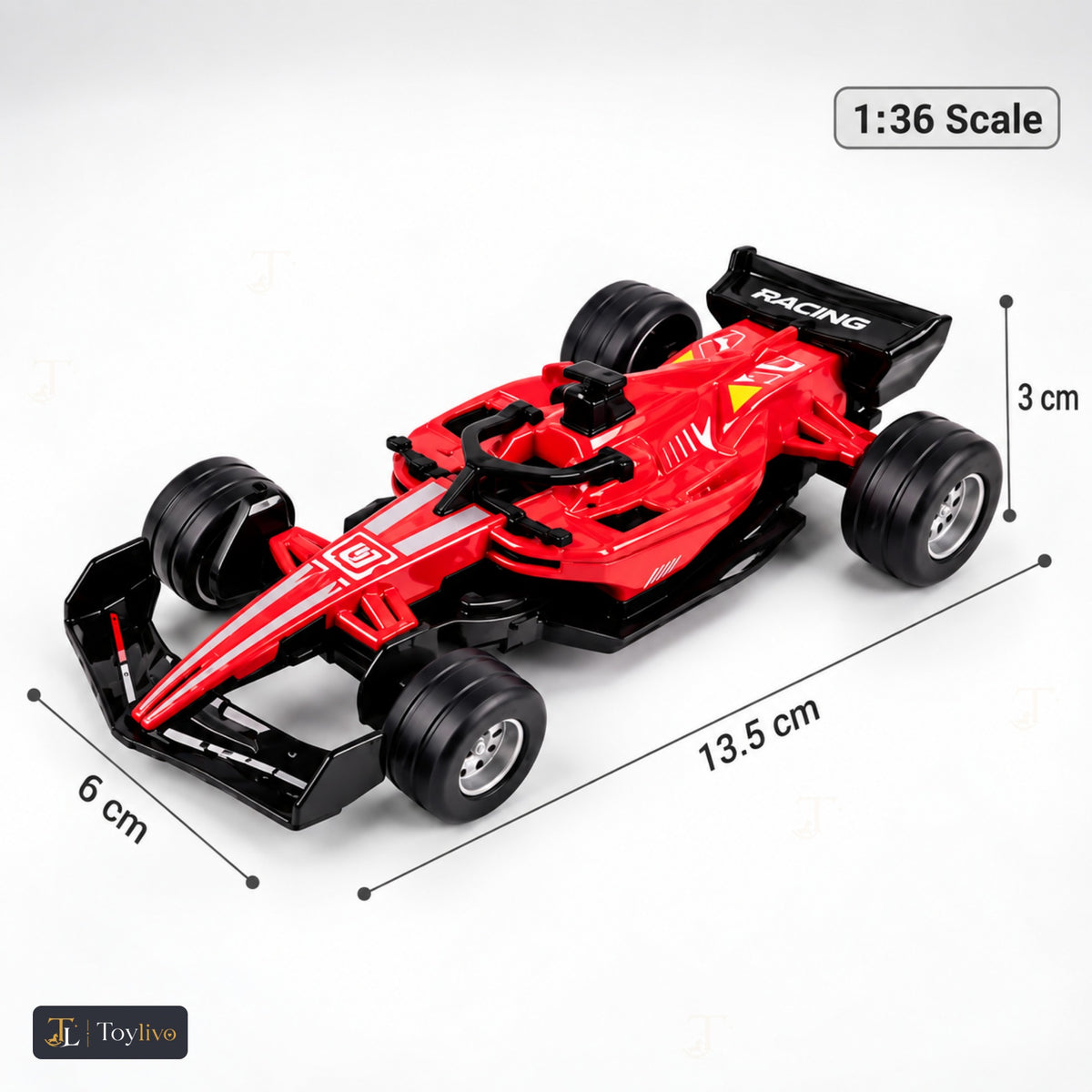 1:36 die-cast formula racing car model – red – Size / what is included