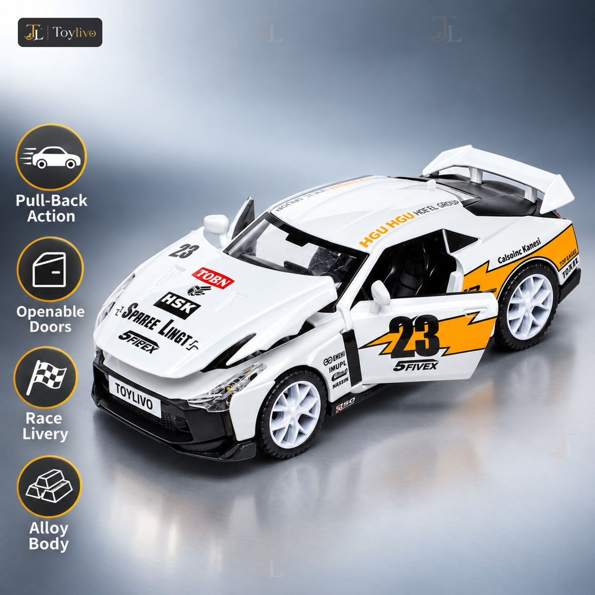1:32 Die-Cast Racing Sports Car – features