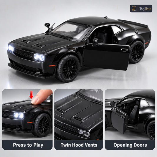 1:32 die-cast muscle coupé model – black – Details and close-ups