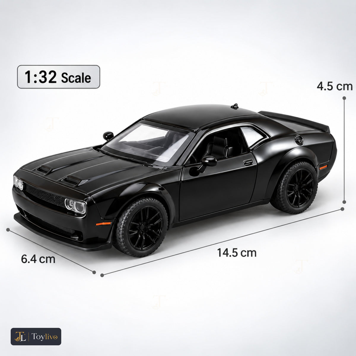 1:32 die-cast muscle coupé model – black – Size / what is included