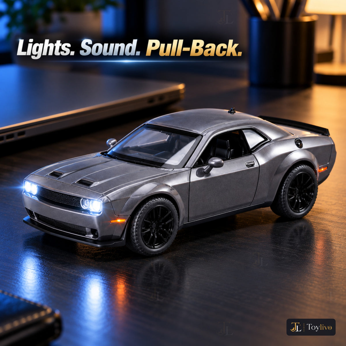 1:32 die-cast muscle coupé model – grey – Lifestyle