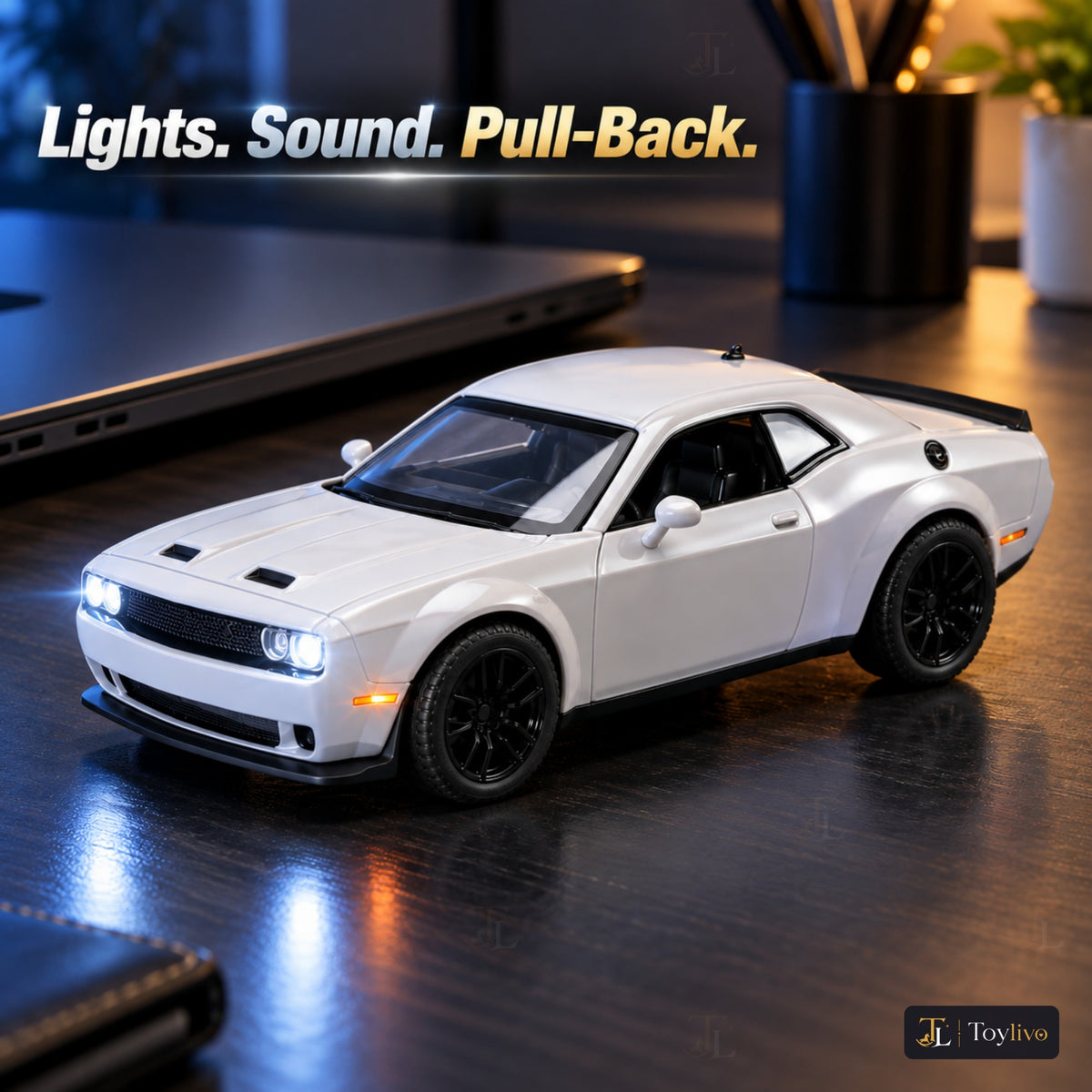 1:32 die-cast muscle coupé model – white – Lifestyle