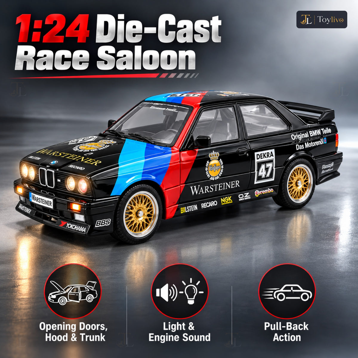1:24 die-cast touring race saloon model – black – Benefits