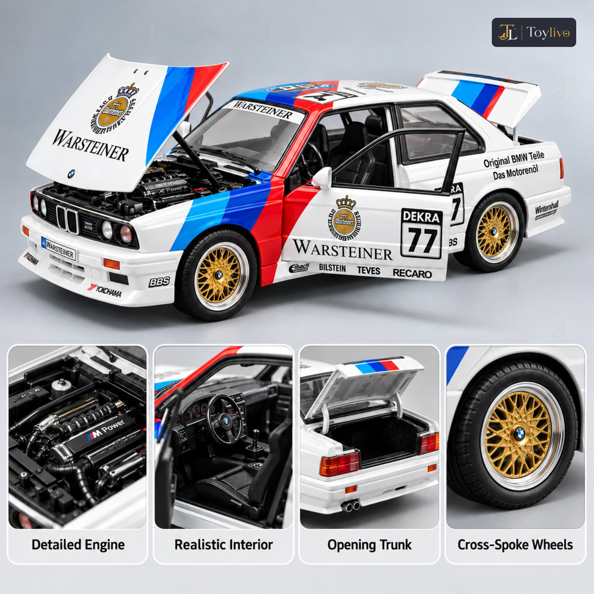 1:24 die-cast touring race saloon model – white – Details and close-ups