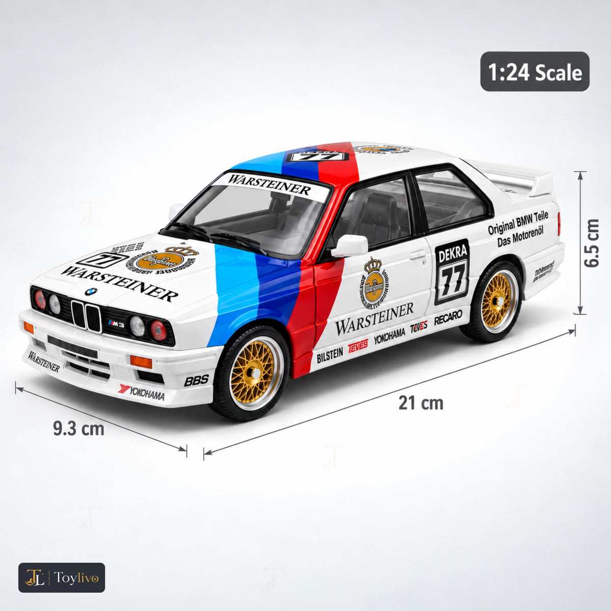 1:24 die-cast touring race saloon model – white – Size / what is included