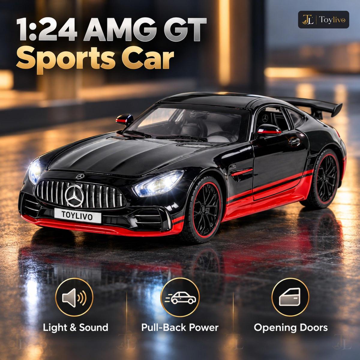 1:24 Die-Cast Mercedes AMG GT Sports Car – features
