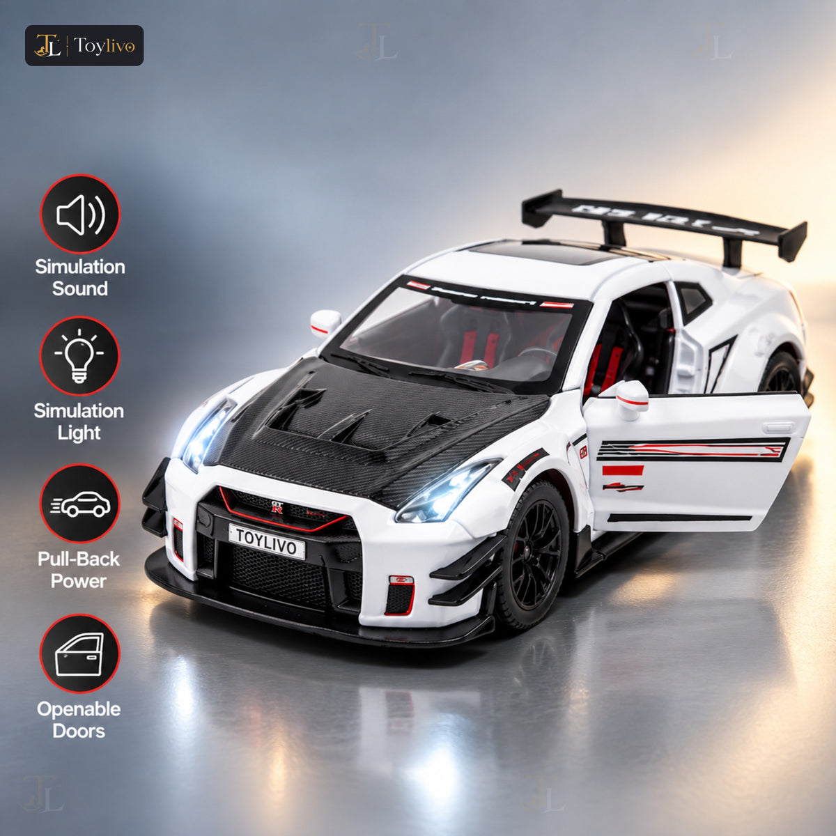 1:24 Die-Cast Nissan GT-R Racing Car – features