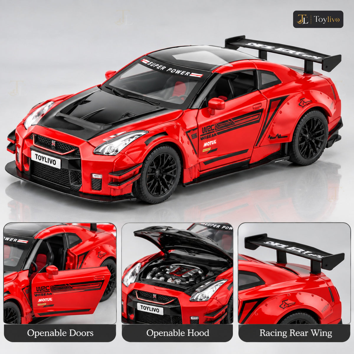1:24 Die-Cast Nissan GT-R Racing Car – features