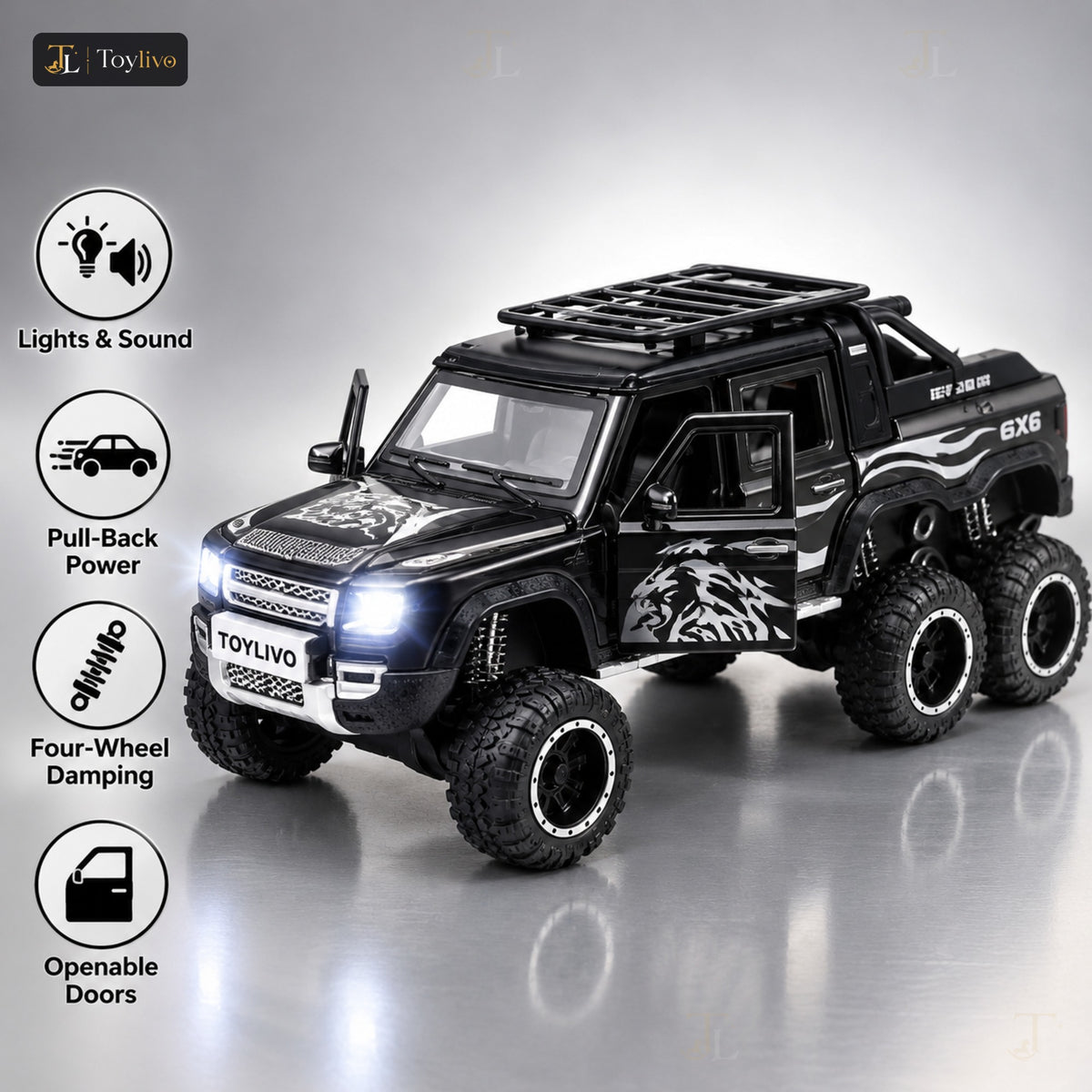 1:24 Die-Cast 6x6 Off-Road SUV – features
