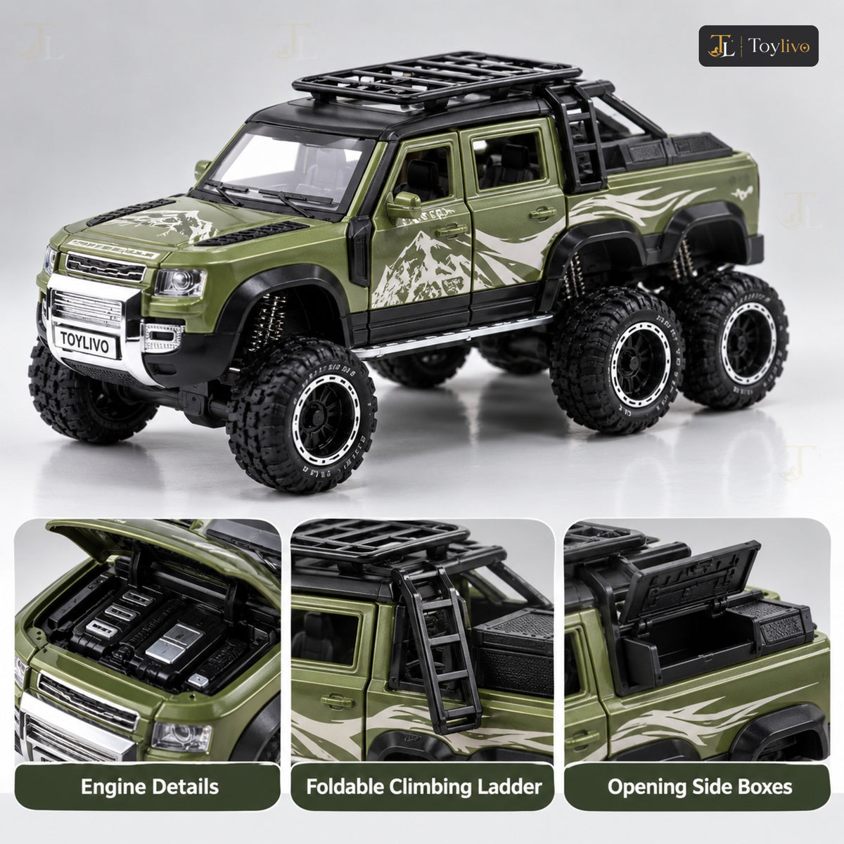 1:24 Die-Cast 6x6 Off-Road SUV – features