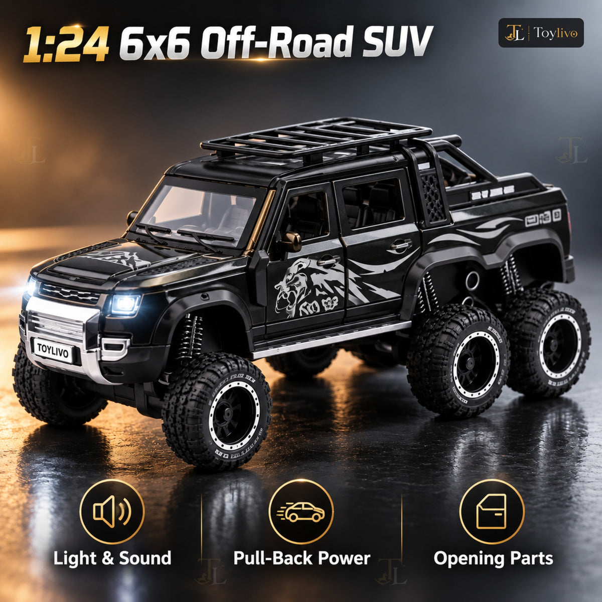 1:24 Die-Cast 6x6 Off-Road SUV – features