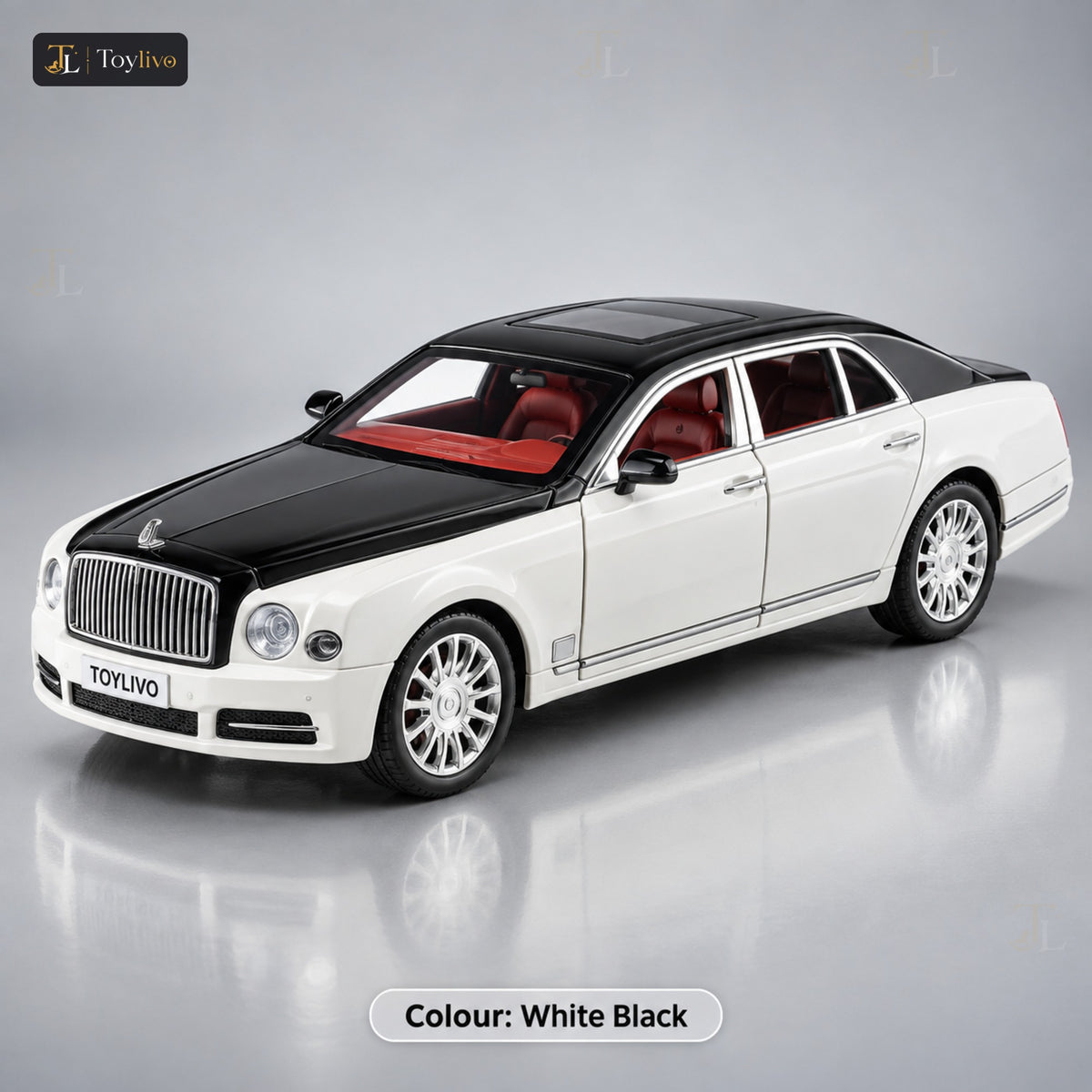 1:24 Die-Cast Luxury Sedan – white black