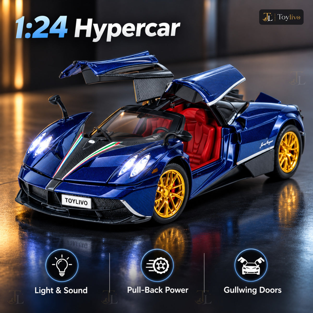 1:24 Die-Cast Pagani Style Hypercar – features