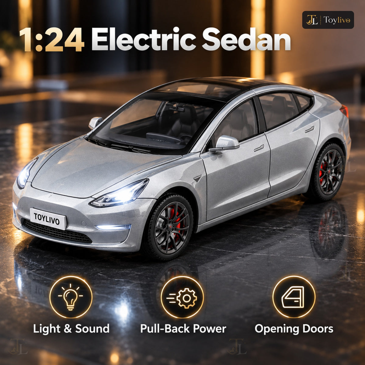 1:24 Die-Cast Tesla Model 3 – features