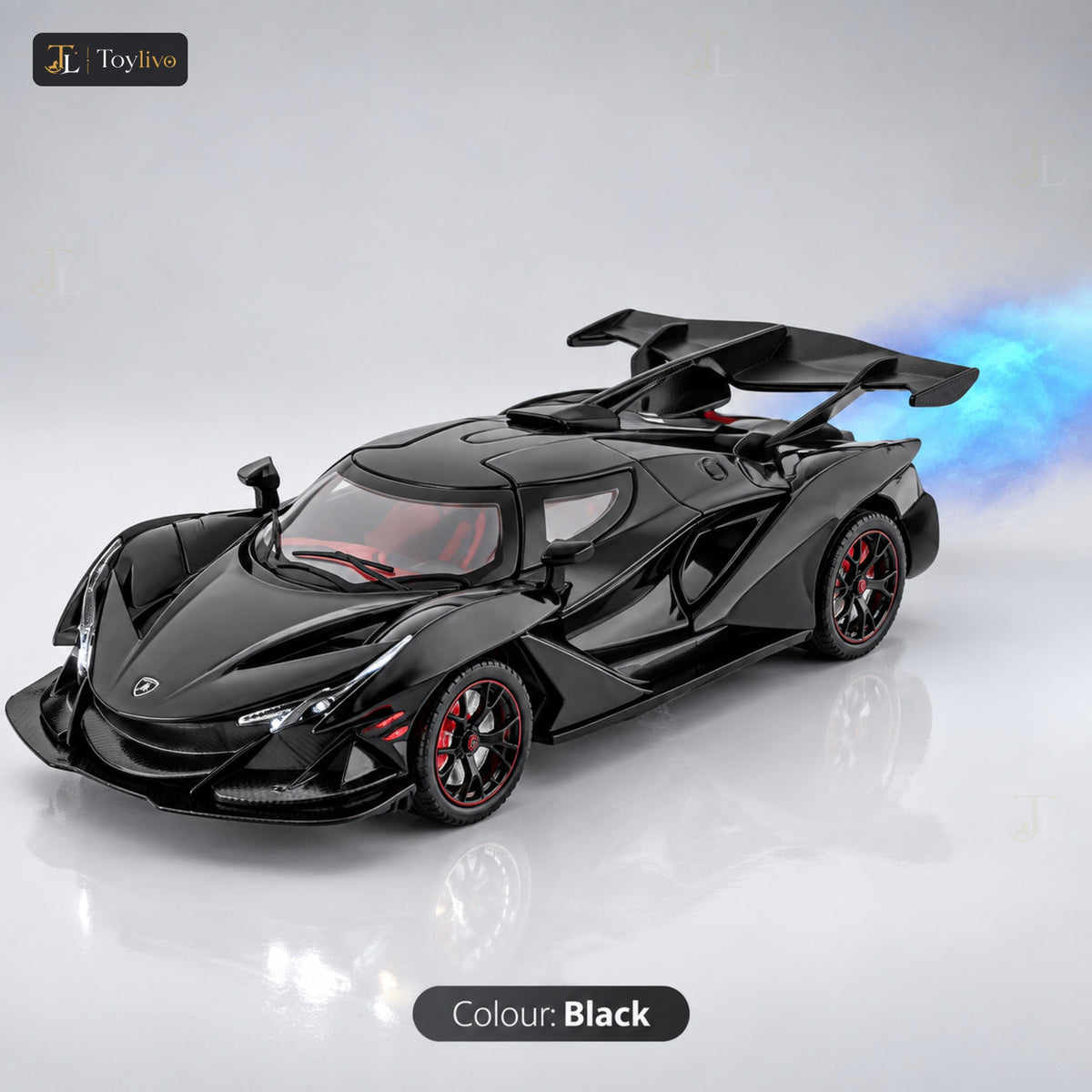 1:24 Die-Cast Hypercar with Smoke Effect – black